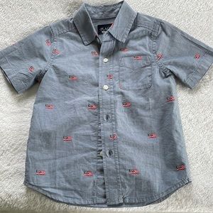 American flag boys button down denim shirt size 4